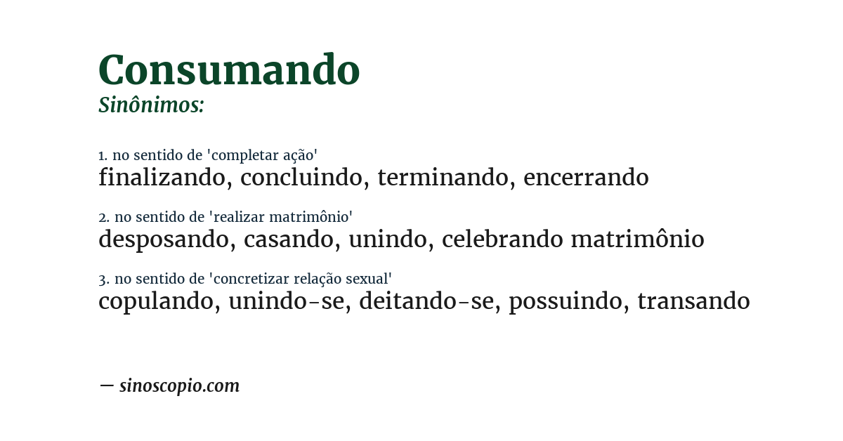 Sinônimo de consumando
