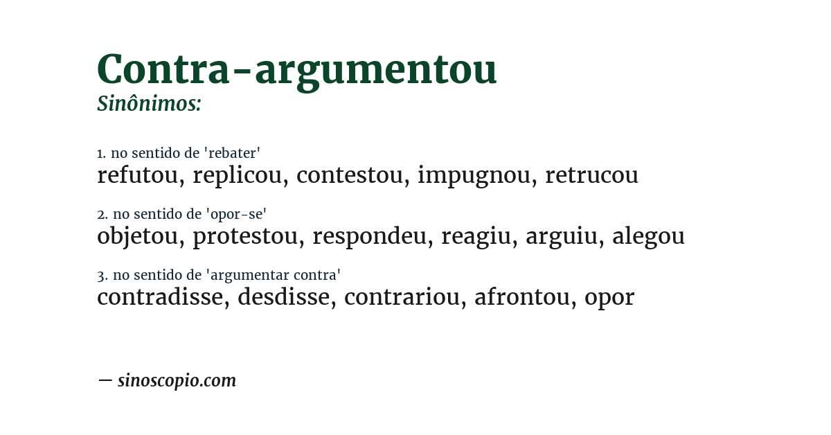 Sinônimo de contra-argumentou