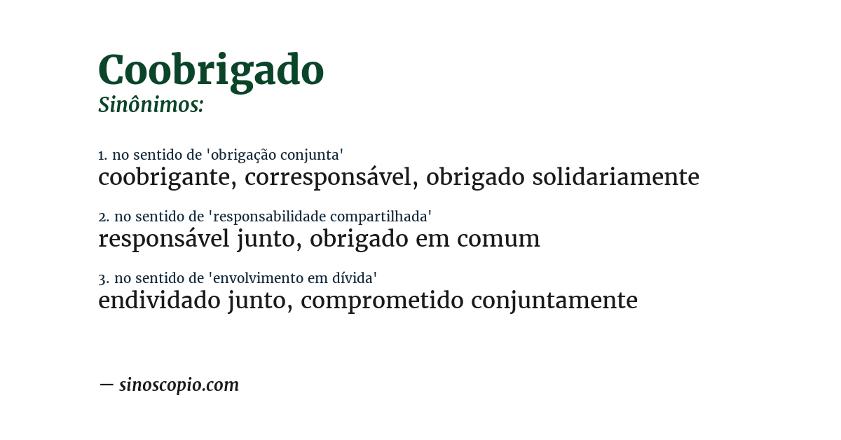 Sinônimo de coobrigado