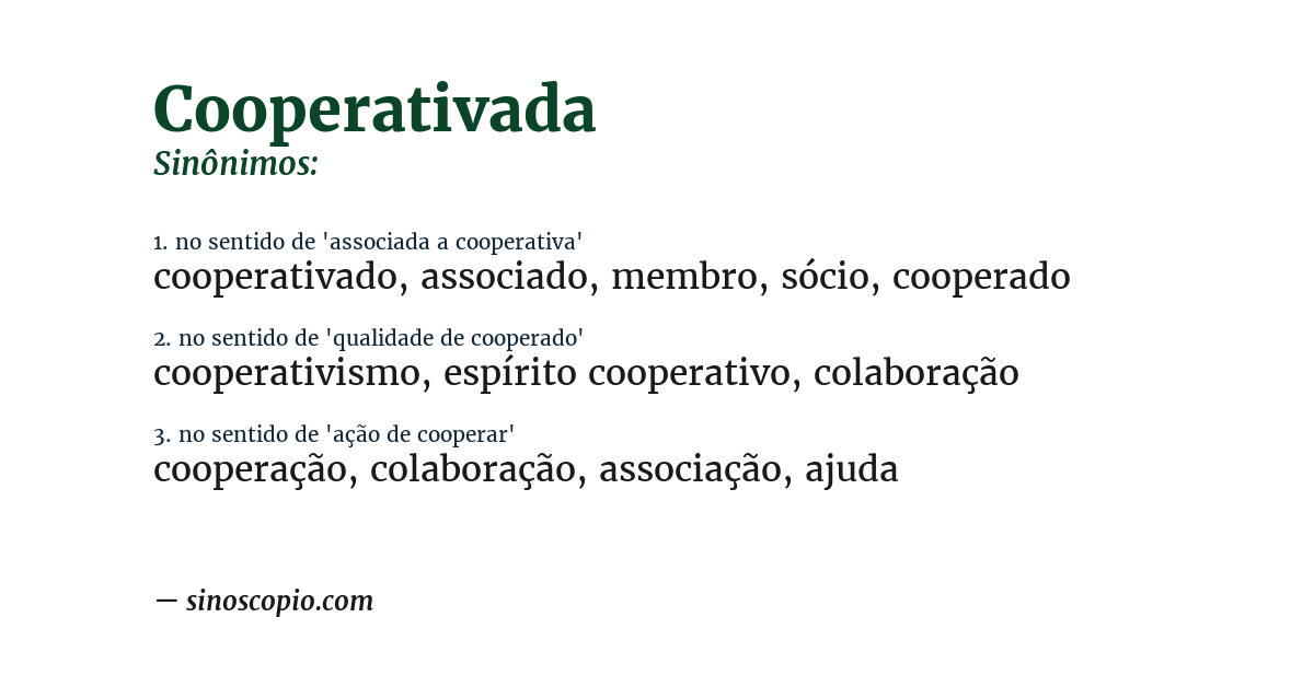 Sinônimo de cooperativada