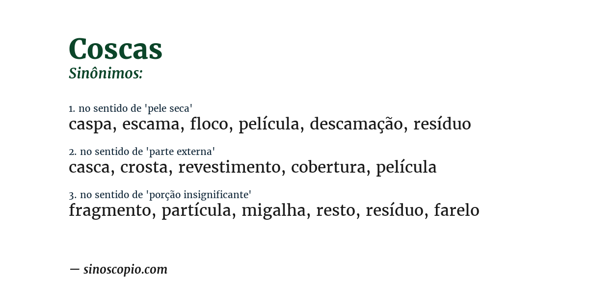 Sinônimo de coscas
