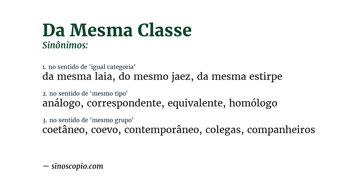 Sinônimo de da mesma classe