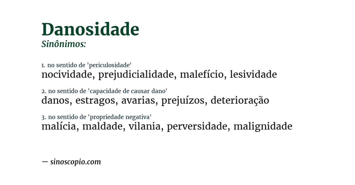 Sinônimo de danosidade