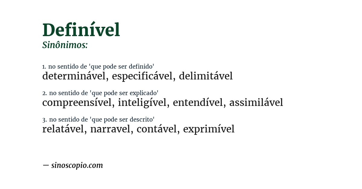Sinônimo de definível