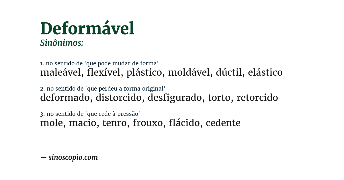 Sinônimo de deformável