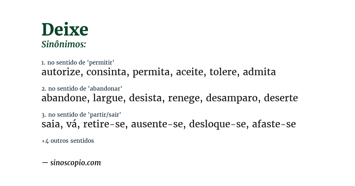 Sinônimo de deixe
