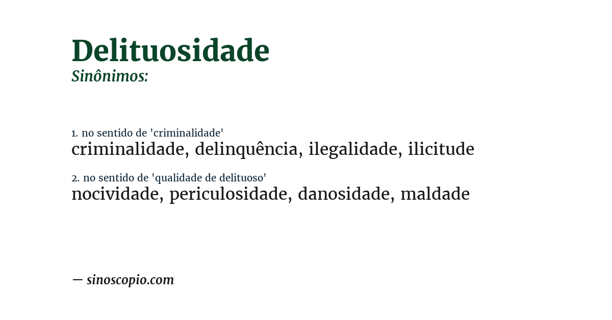 Sinônimo de delituosidade