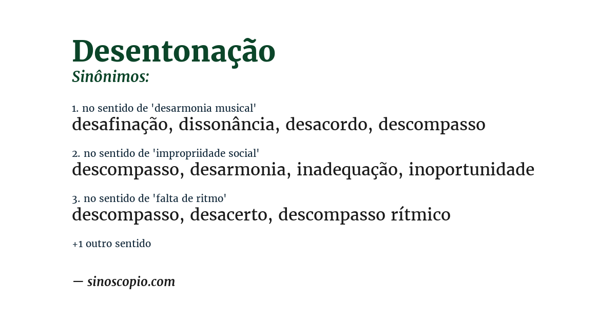Sinônimo de desentonação
