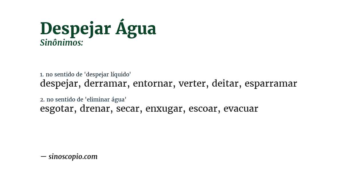 Sinônimo de despejar água