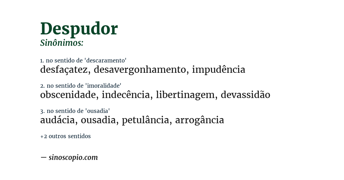 Sinônimo de despudor
