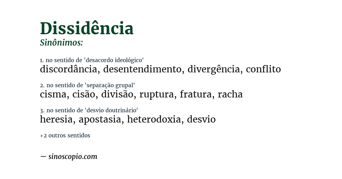 Sinônimo de dissidência