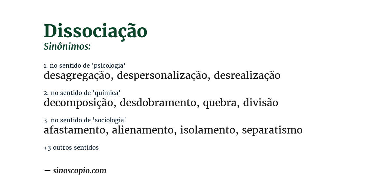 Sinônimo de dissociação
