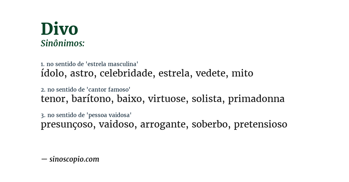 Sinônimo de divo