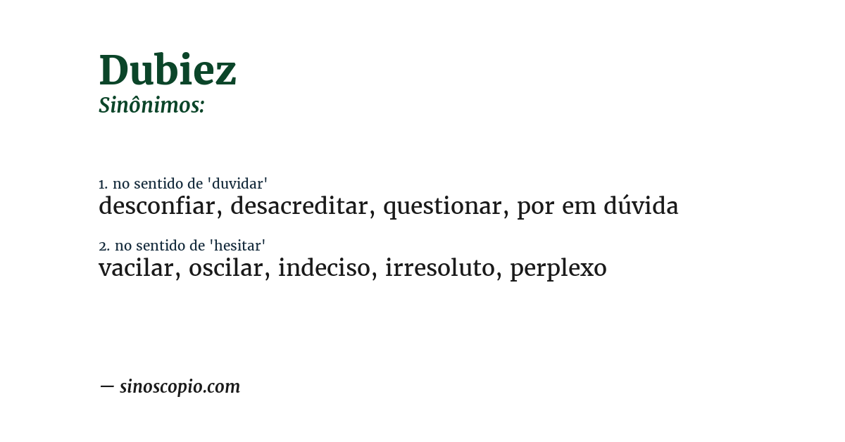 Sinônimo de dubiez