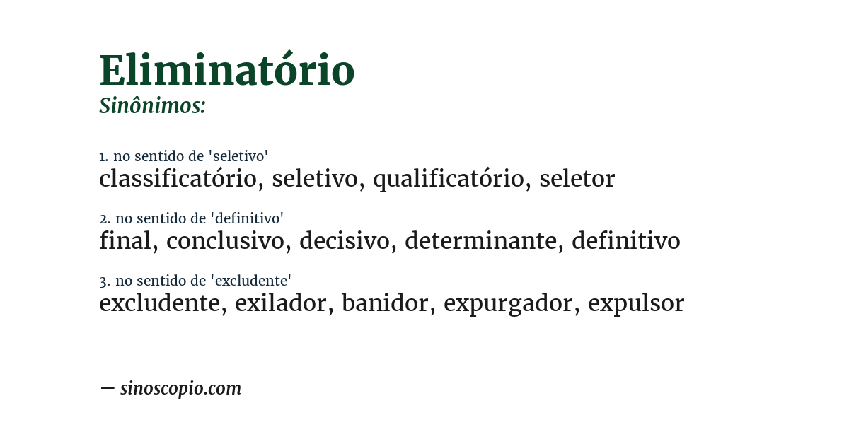 Sinônimo de eliminatório