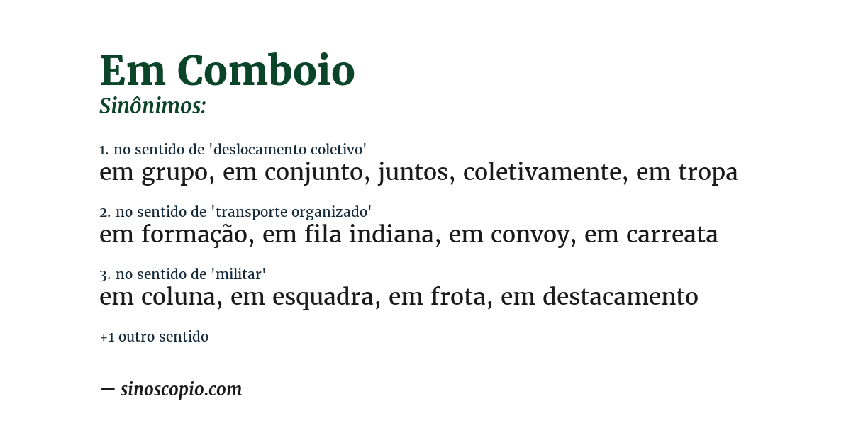 Sinônimo de em comboio