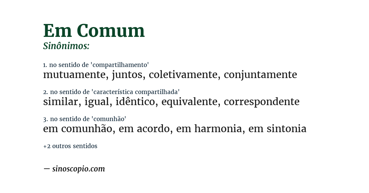 Sinônimo de em comum