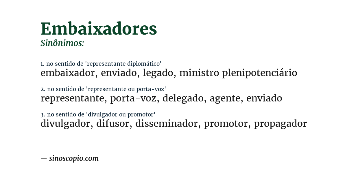 Sinônimo de embaixadores