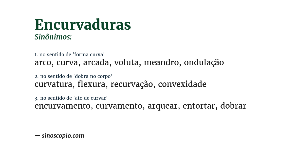 Sinônimo de encurvaduras