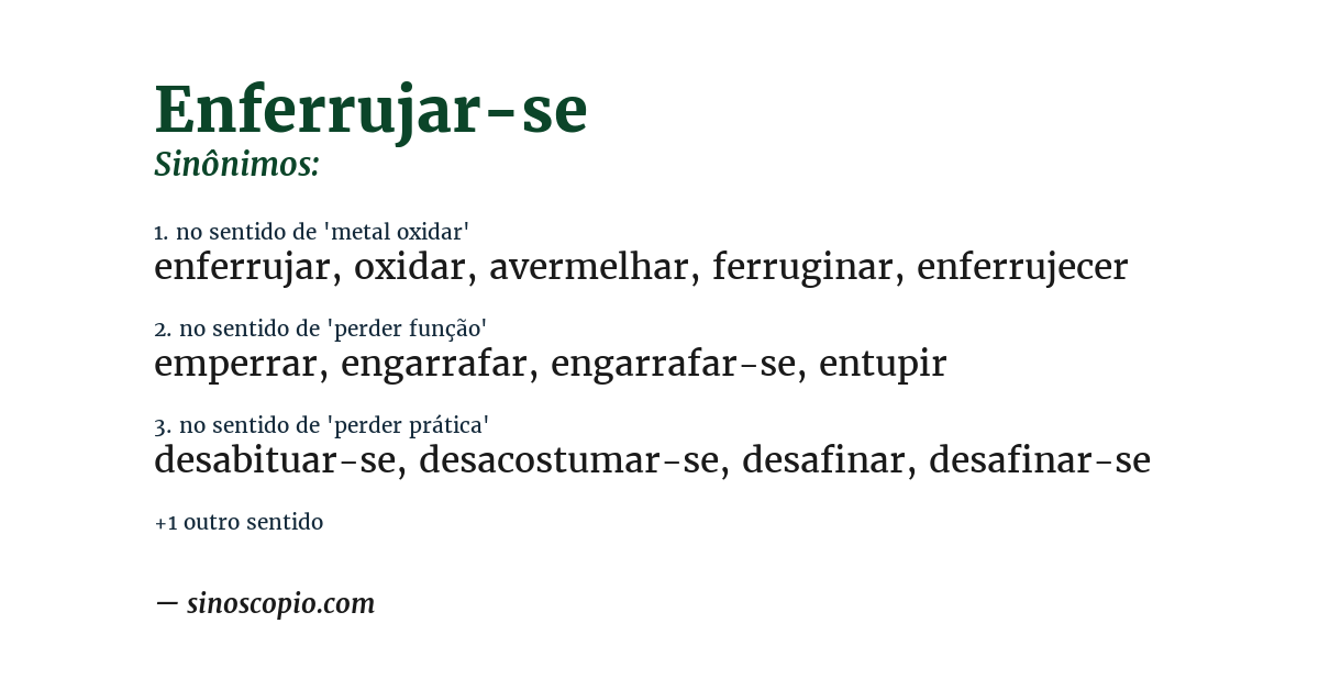 Sinônimo de enferrujar-se