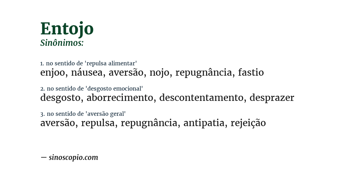 Sinônimo de entojo