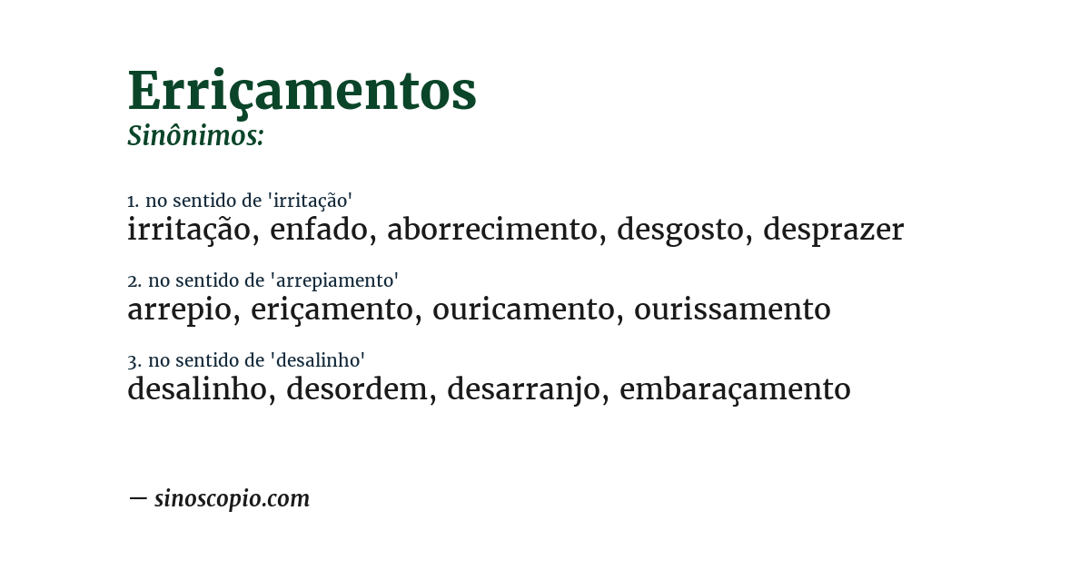 Sinônimo de erriçamentos