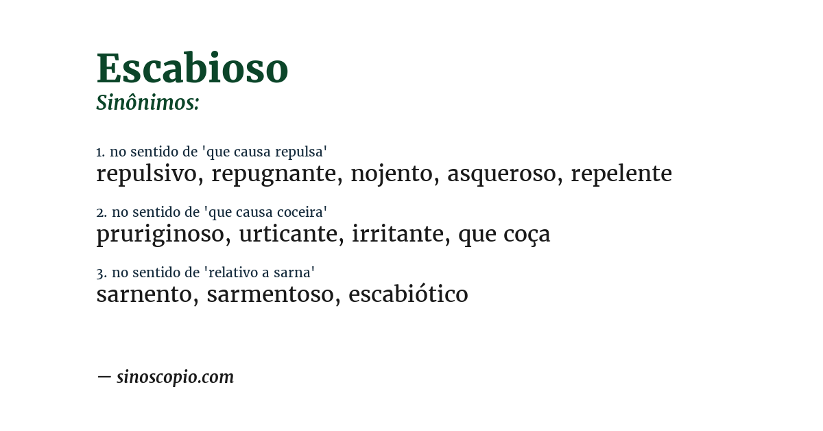 Sinônimo de escabioso