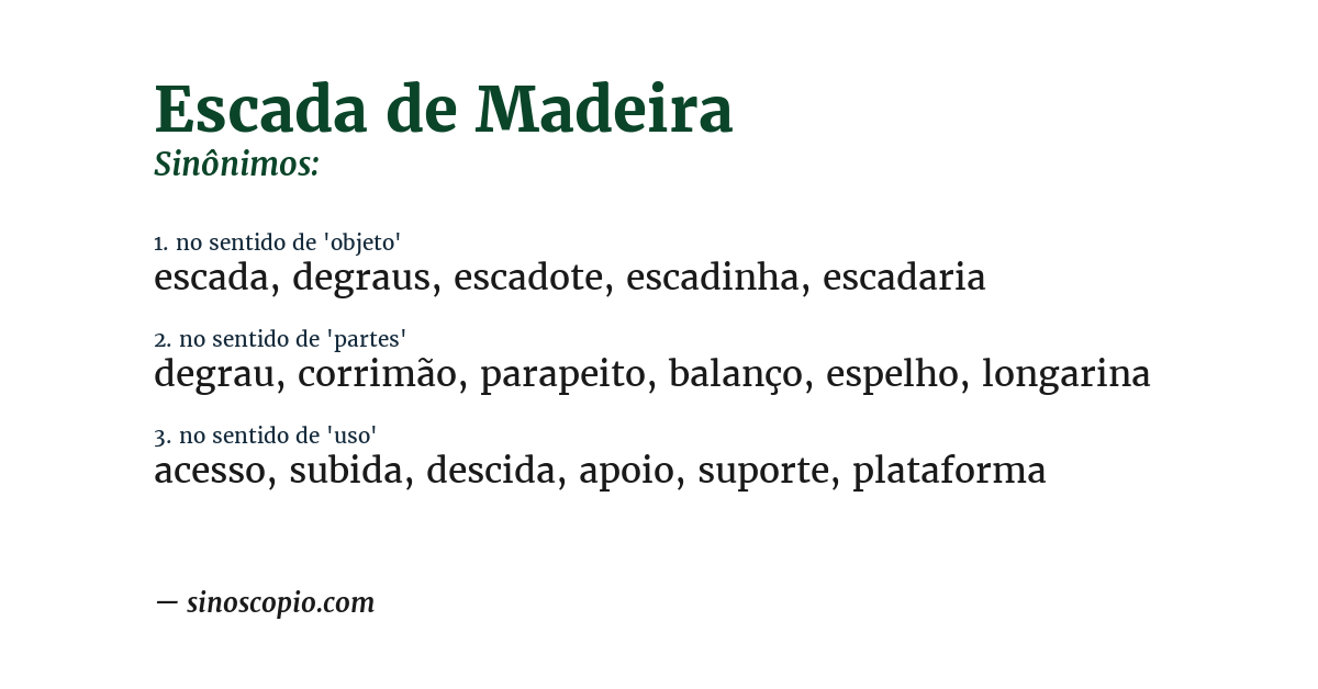 Sinônimo de escada de madeira