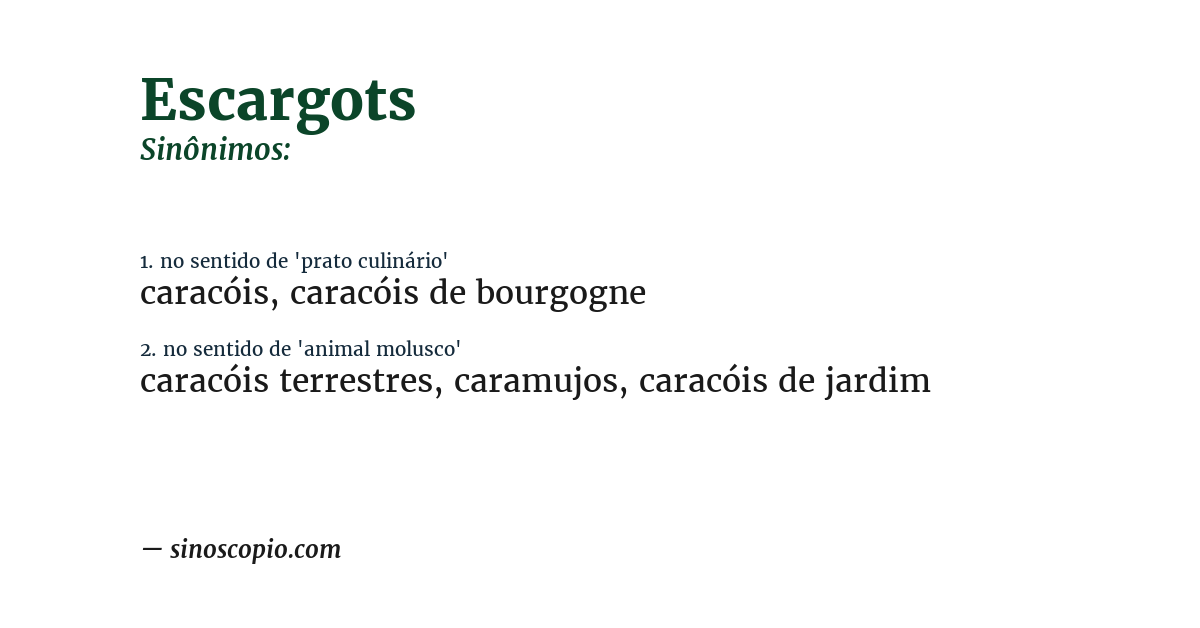 Sinônimo de escargots