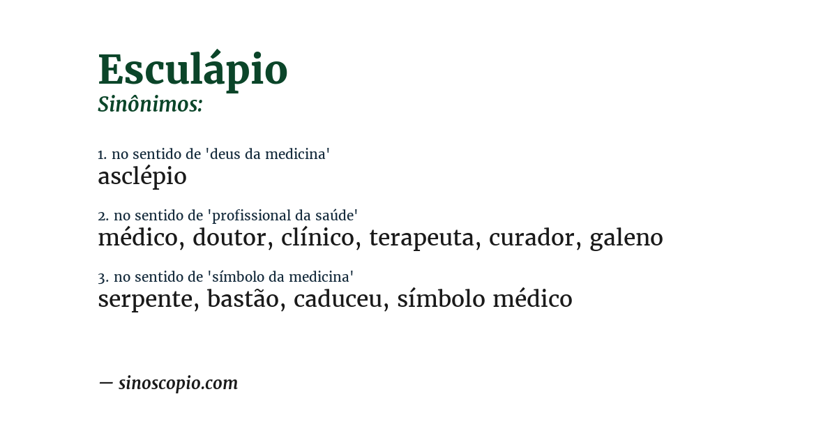 Sinônimo de esculápio