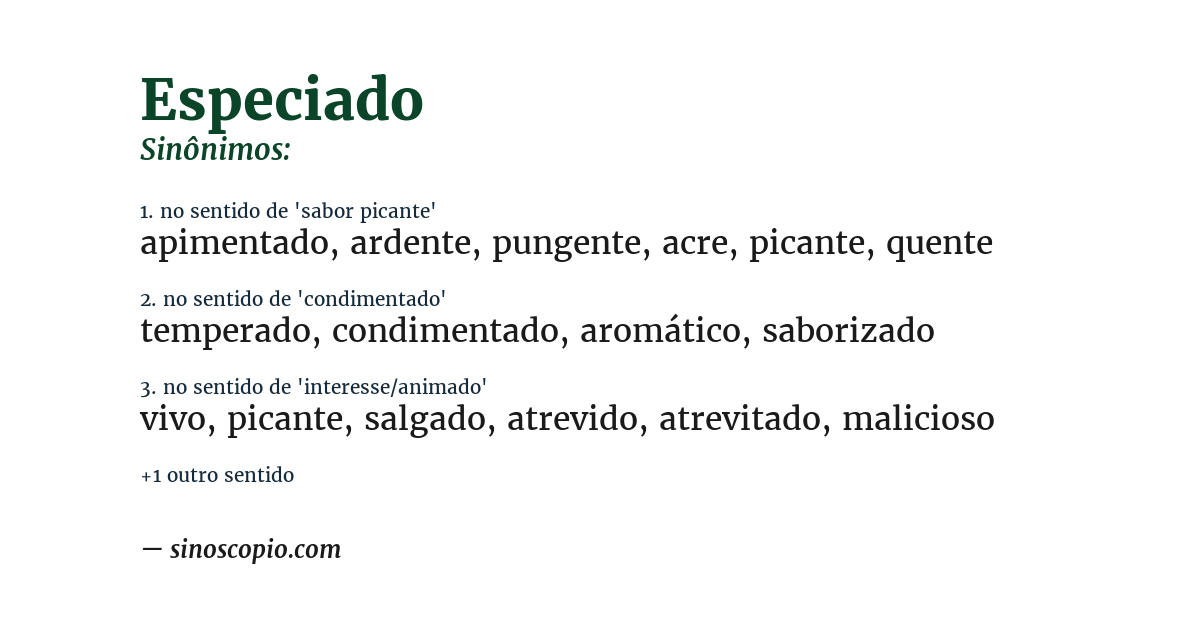 Sinônimo de especiado