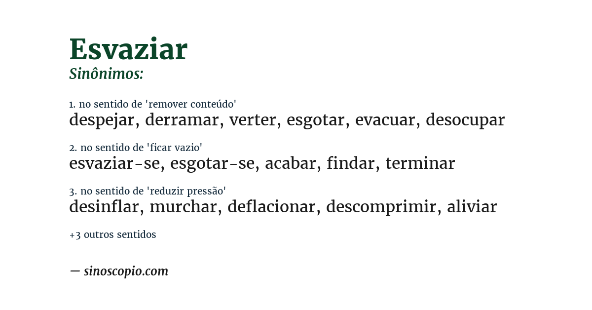 Sinônimo de esvaziar