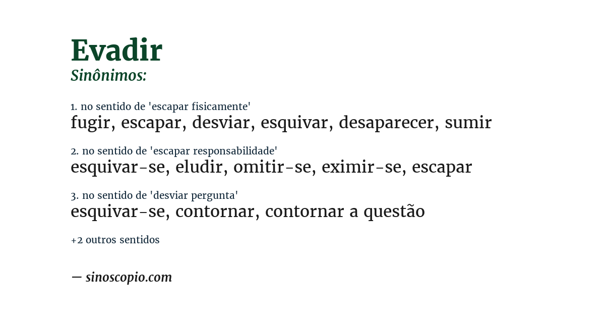 Sinônimo de evadir