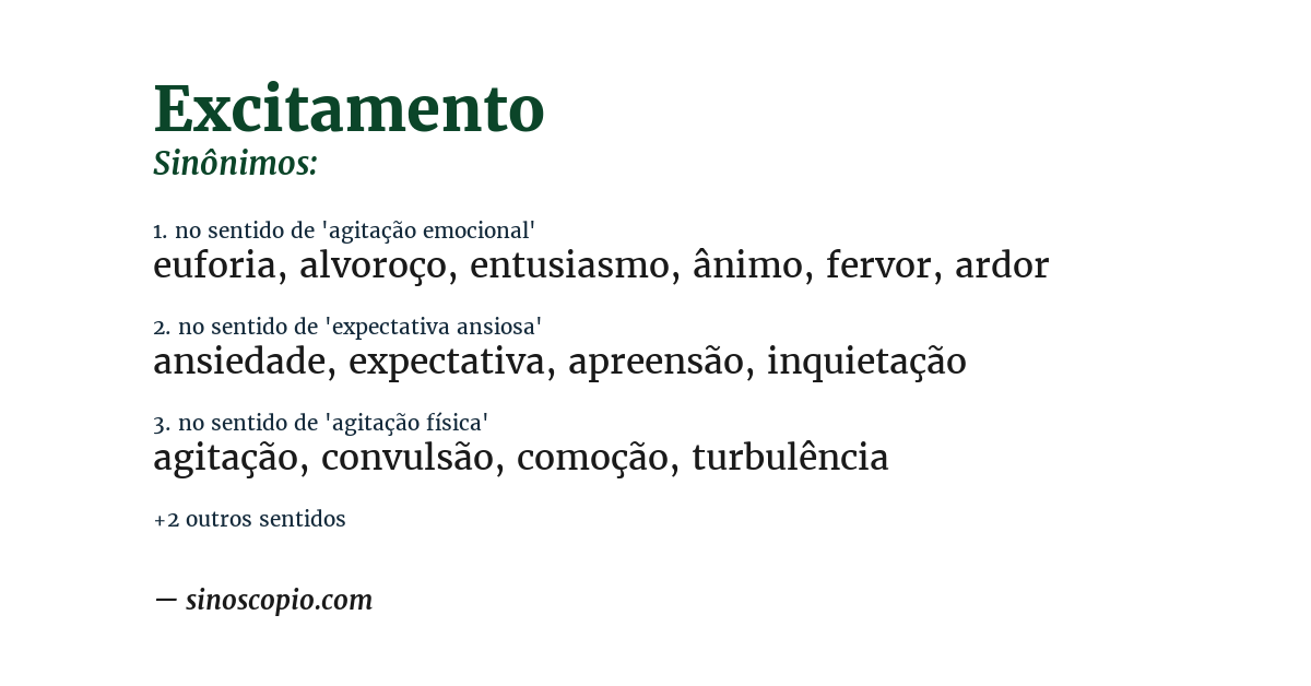 Sinônimo de excitamento