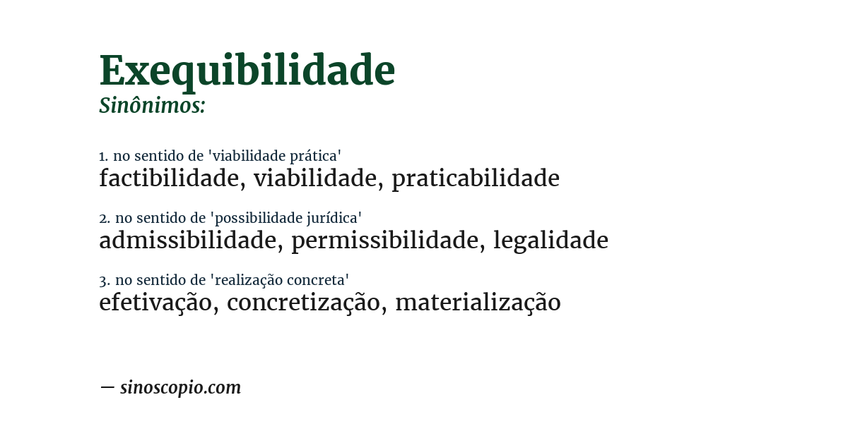 Sinônimo de exequibilidade