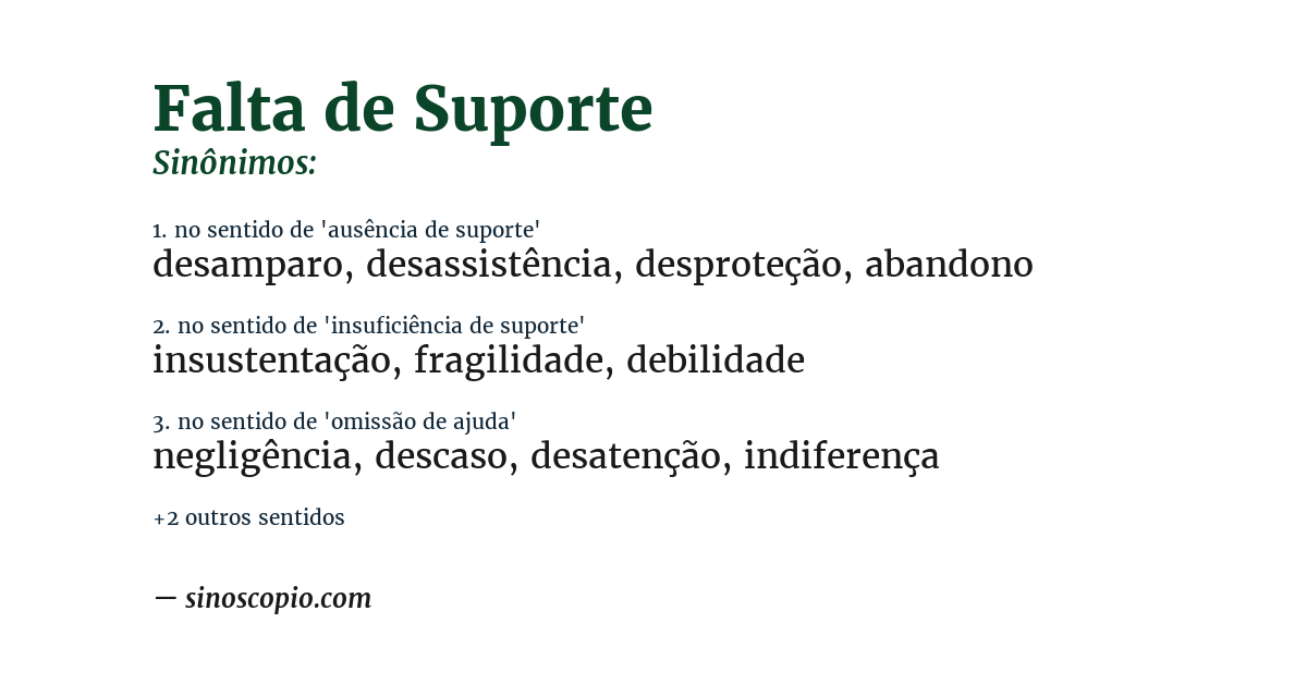 Sinônimo de falta de suporte