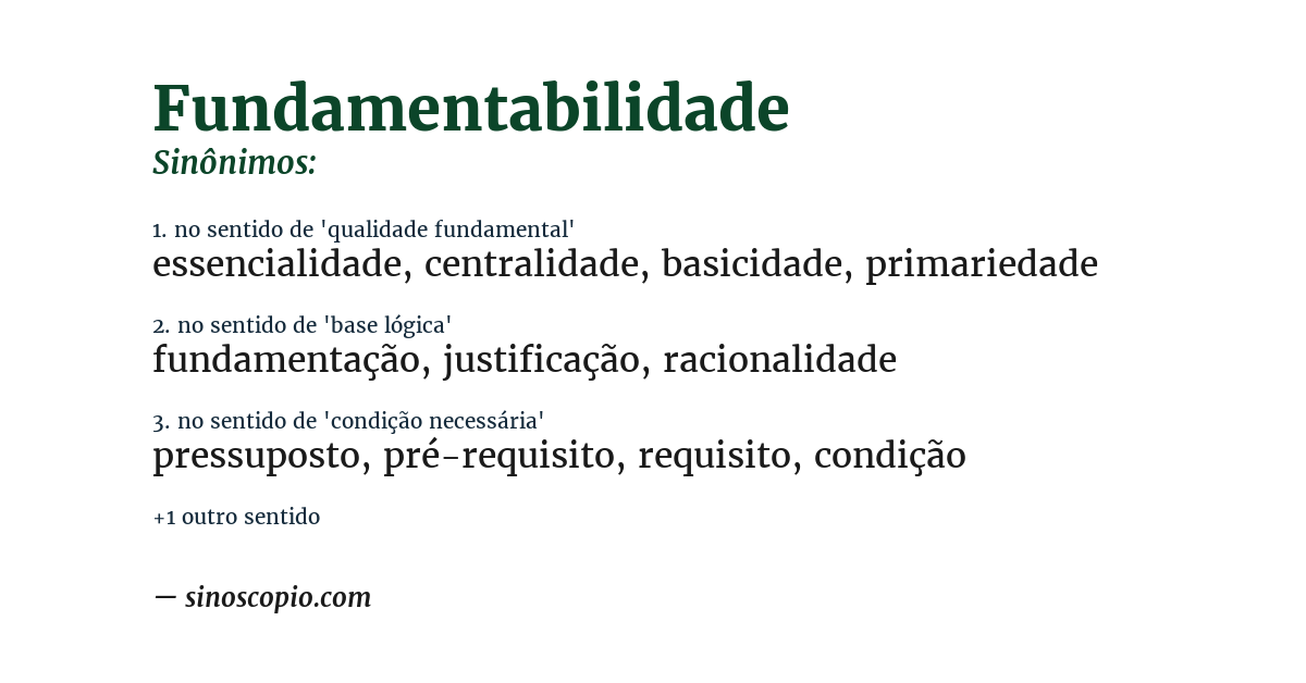 Sinônimo de fundamentabilidade