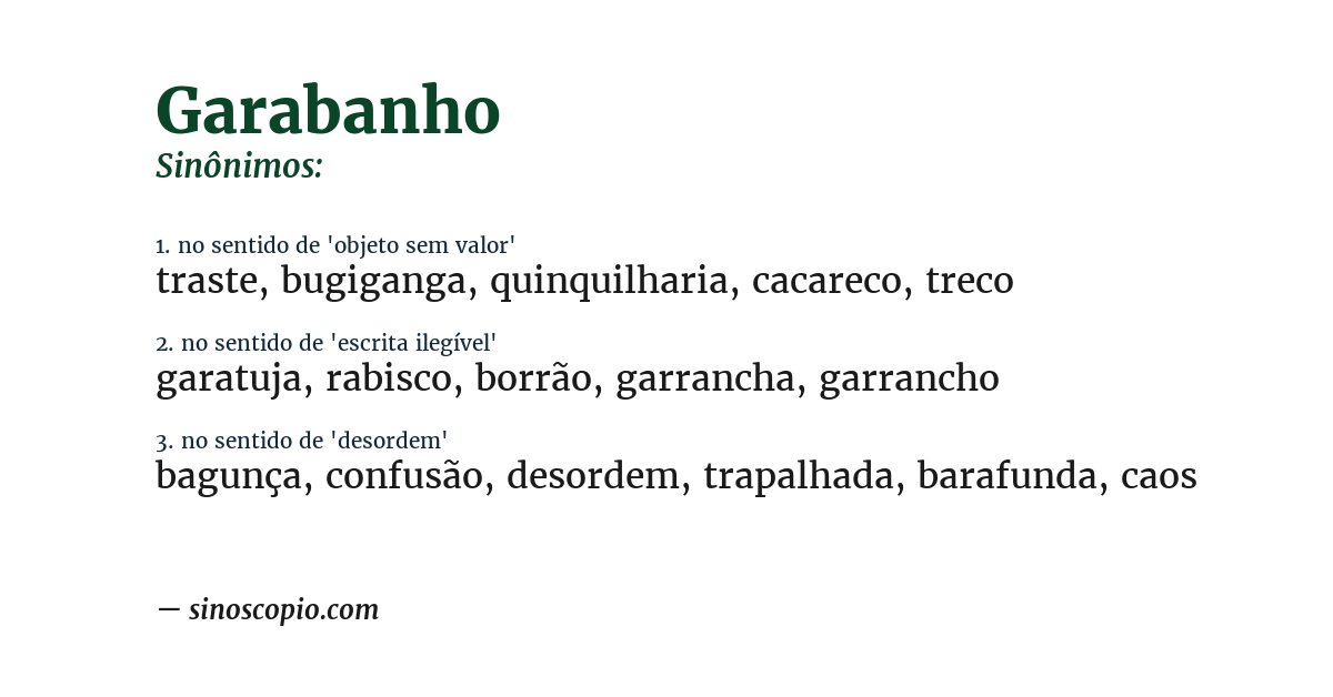 Sinônimo de garabanho