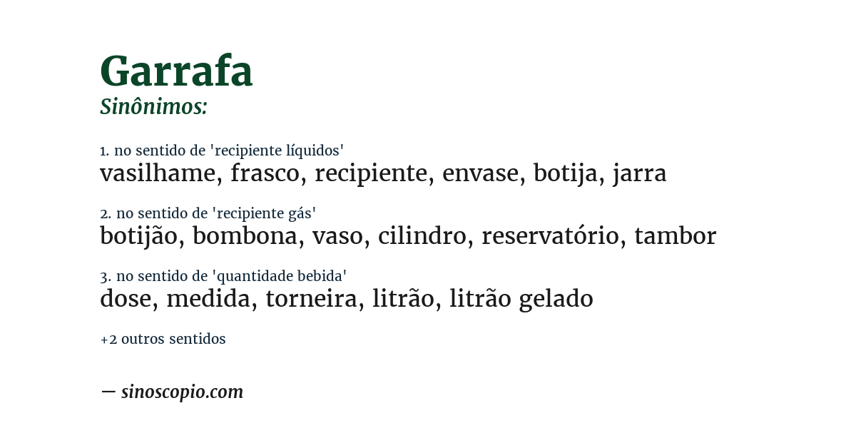 Sinônimo de garrafa