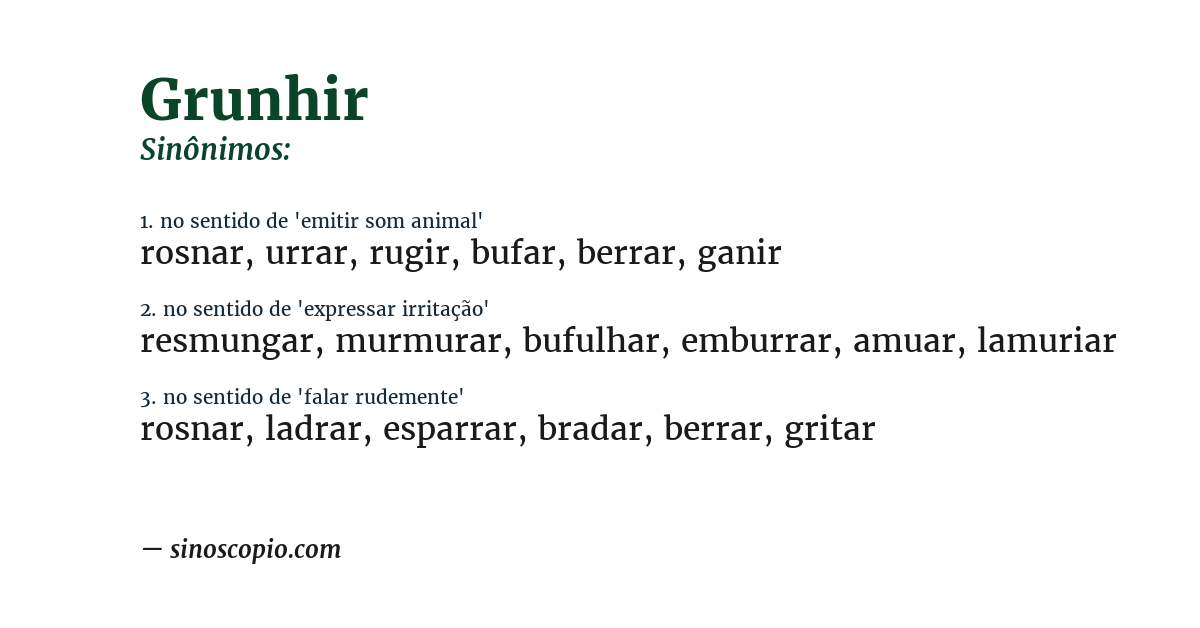 Sinônimo de grunhir