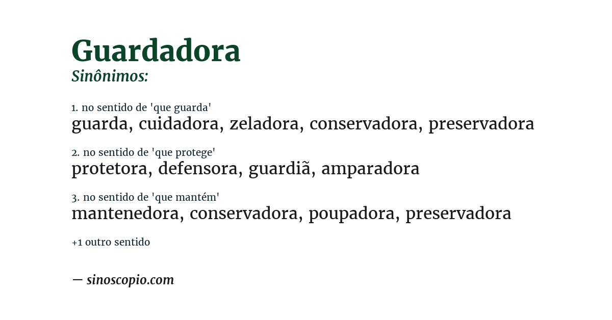 Sinônimo de guardadora