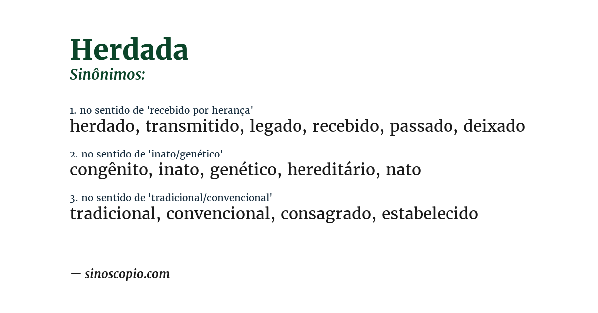 Sinônimo de herdada
