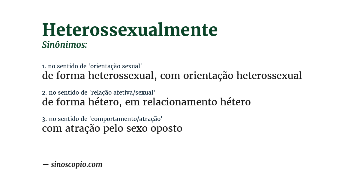 Sinônimo de heterossexualmente