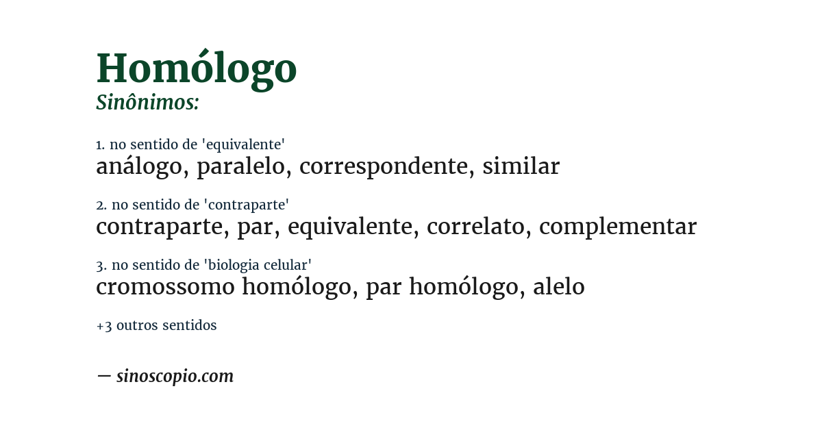 Sinônimo de homólogo