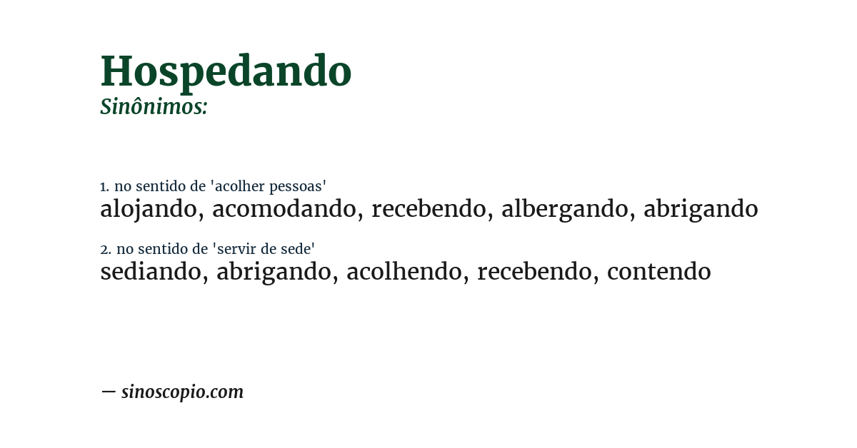 Sinônimo de hospedando
