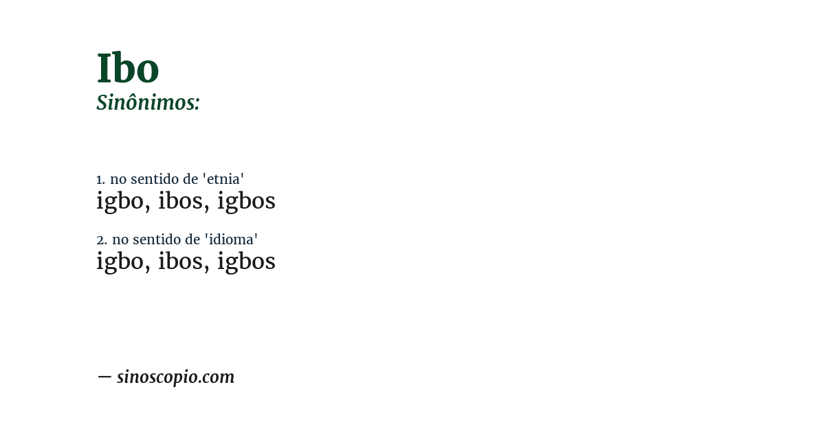 Sinônimo de ibo