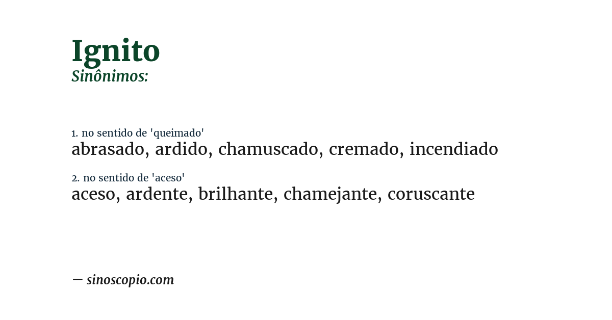 Sinônimo de ignito