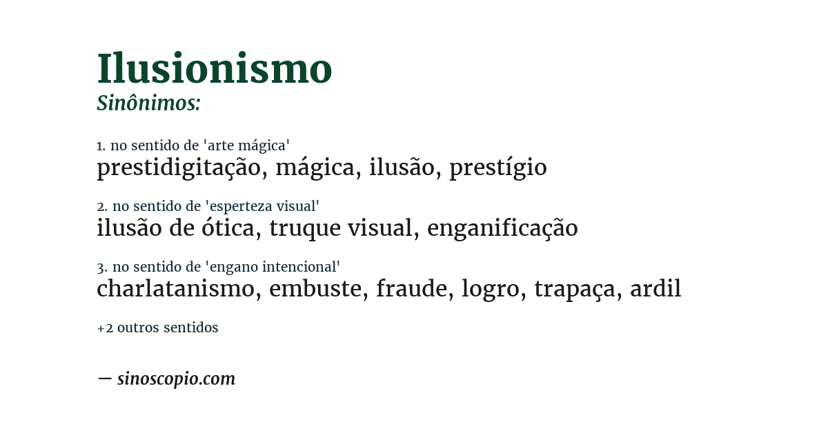 Sinônimo de ilusionismo