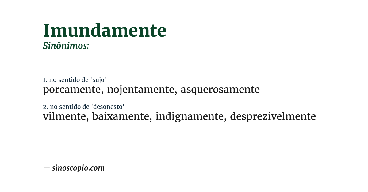 Sinônimo de imundamente