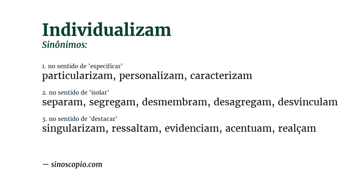 Sinônimo de individualizam